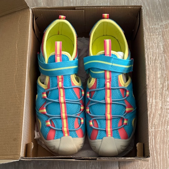 NWT Merrell Little Girls Size 3 Hydro 2 Sandals - Turquoise / Coral - Picture 1 of 2